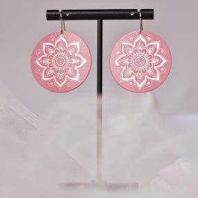 Auskari Rozā ziedu MANDALA, sudrabota